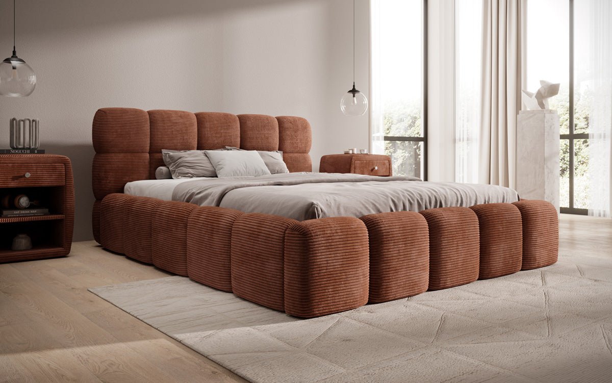Luxusbetten24 Noeva Designer Polsterbett Cord mit Stauraum Schlafzimmer