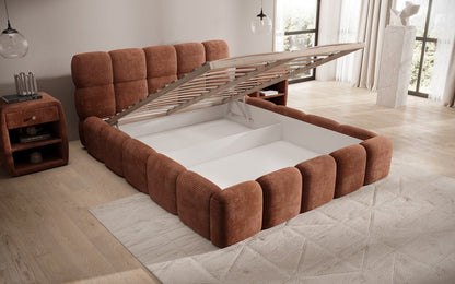 Luxusbetten24 Noeva Designer Polsterbett Cord mit Stauraum Schlafzimmer