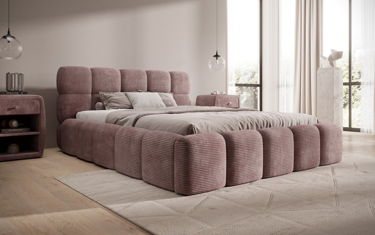 Luxusbetten24 Noeva Designer Polsterbett Cord mit Stauraum Schlafzimmer
