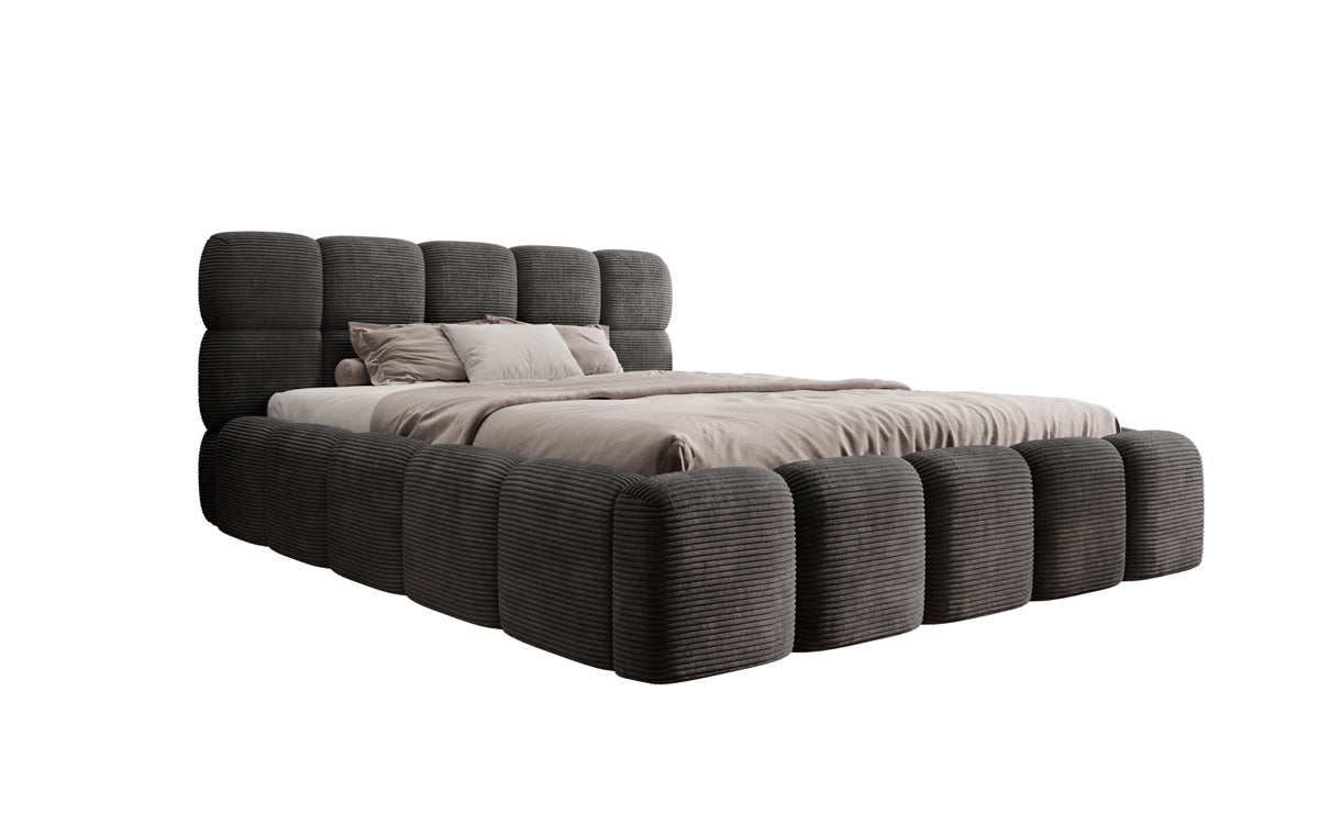 Luxusbetten24 Noeva Designer Polsterbett Cord mit Stauraum Schlafzimmer