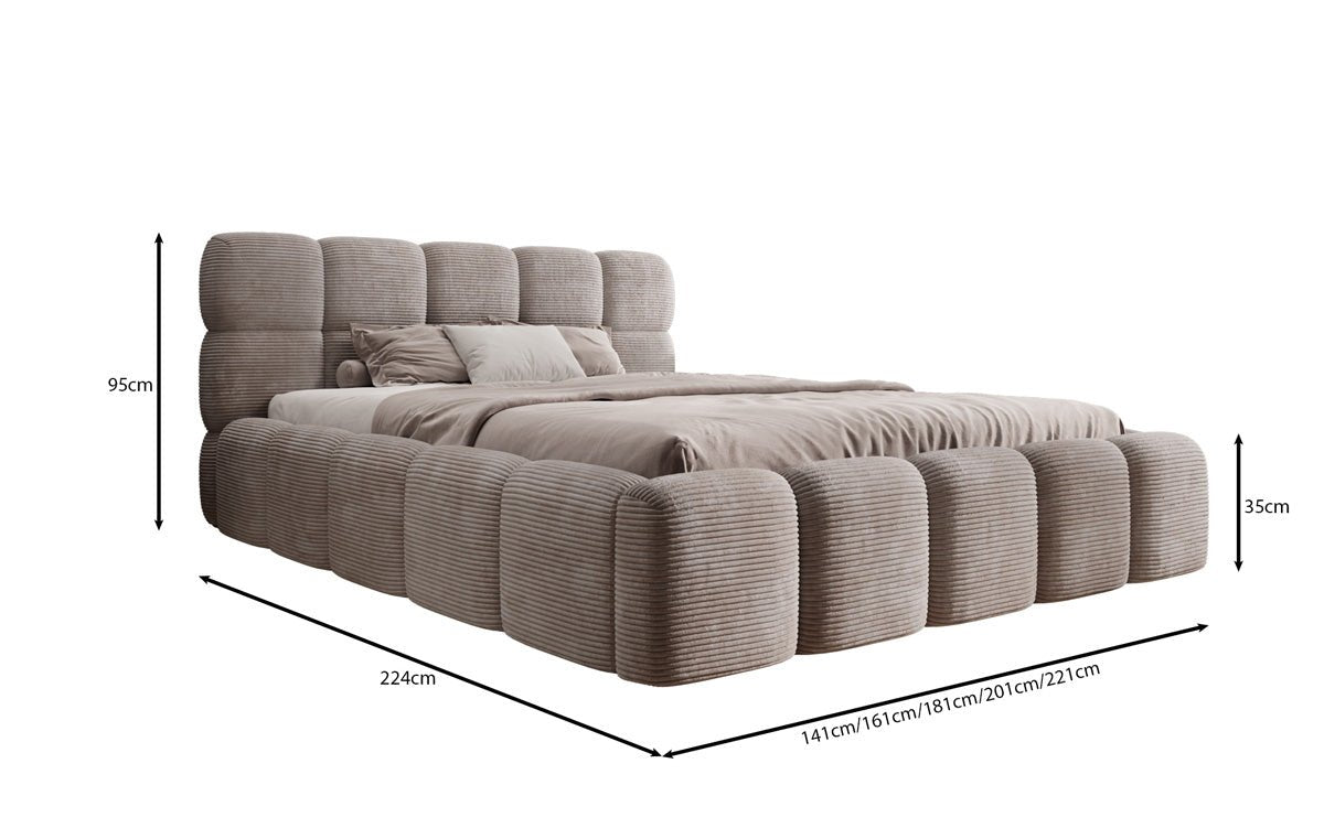 Luxusbetten24 Noeva Designer Polsterbett Cord mit Stauraum Schlafzimmer