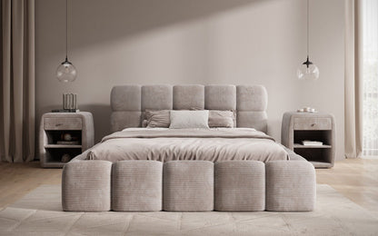 Luxusbetten24 Noeva Designer Polsterbett Cord mit Stauraum Schlafzimmer