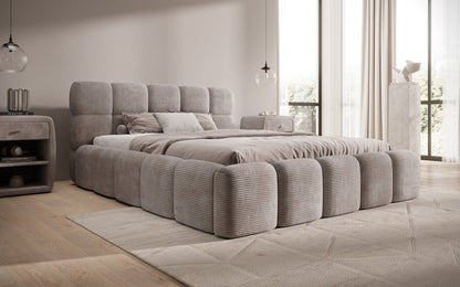 Luxusbetten24 Noeva Designer Polsterbett Cord mit Stauraum Schlafzimmer