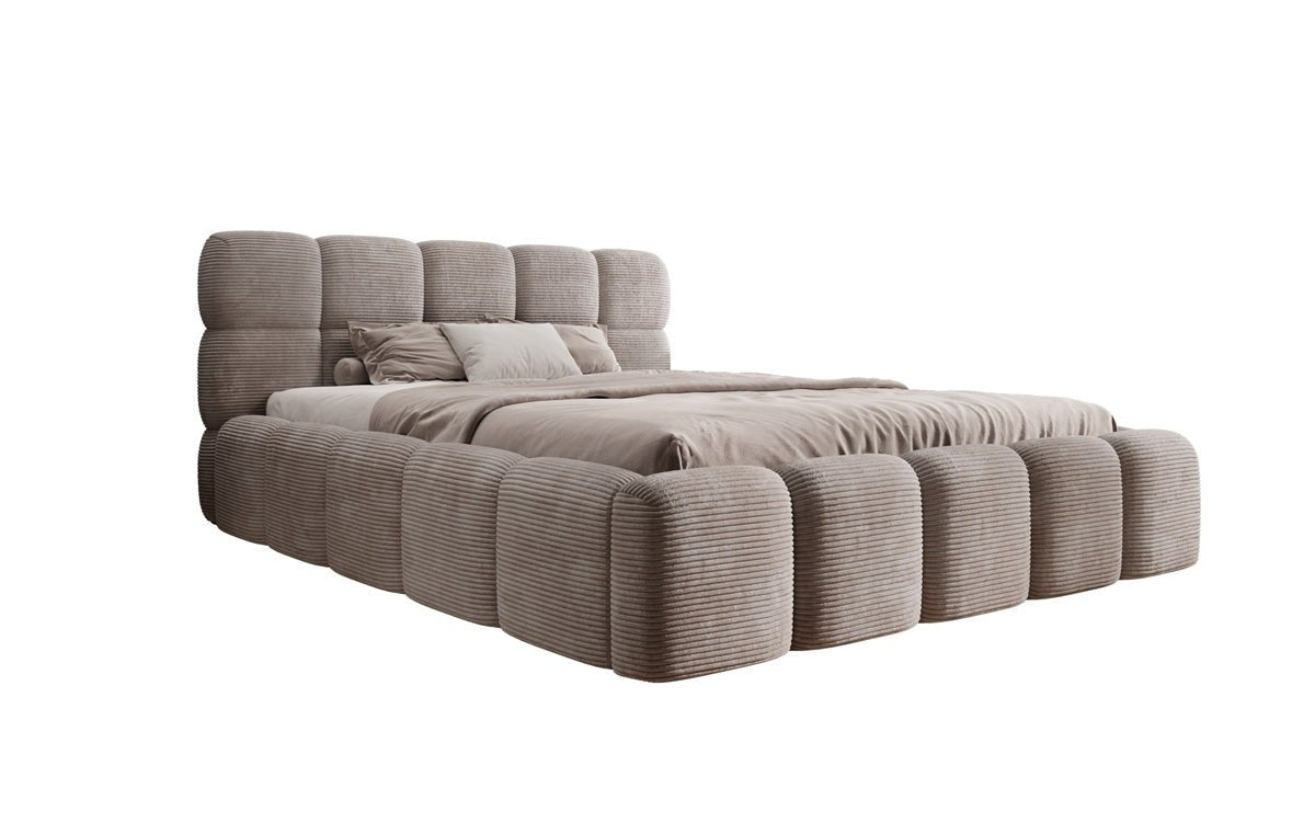 Luxusbetten24 Noeva Designer Polsterbett Cord mit Stauraum Schlafzimmer