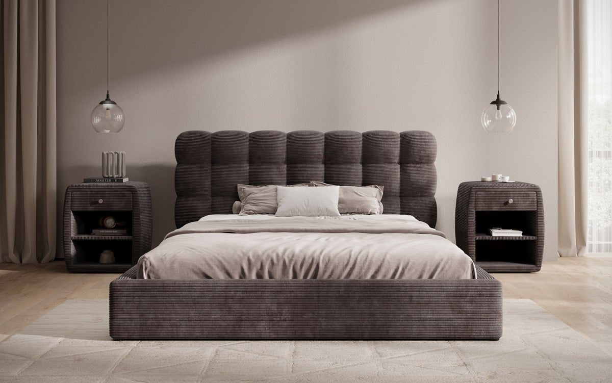 Designer Polsterbett Calivo Cord mit Stauraum