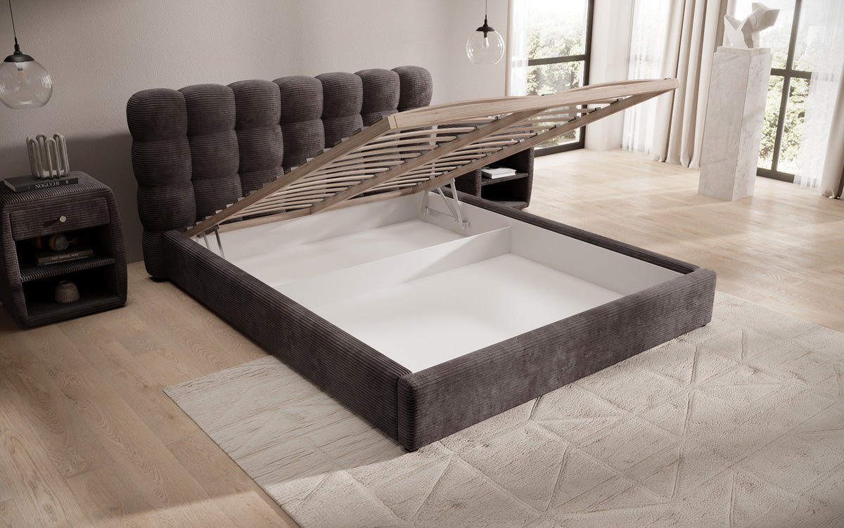 Designer Polsterbett Calivo Cord mit Stauraum