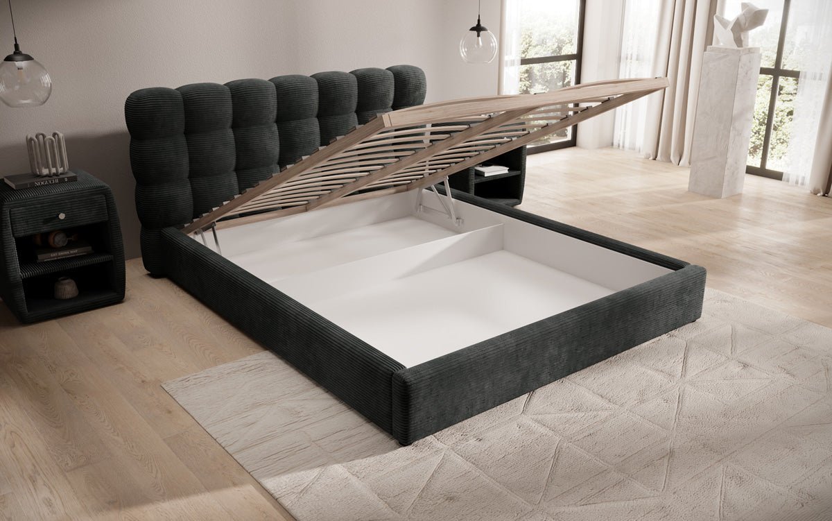 Designer Polsterbett Calivo Cord mit Stauraum
