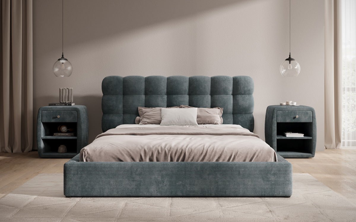 Designer Polsterbett Calivo Cord mit Stauraum