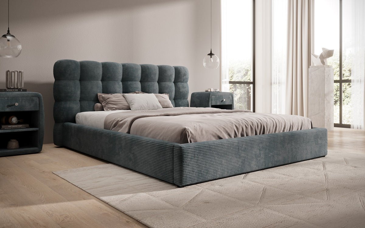 Designer Polsterbett Calivo Cord mit Stauraum