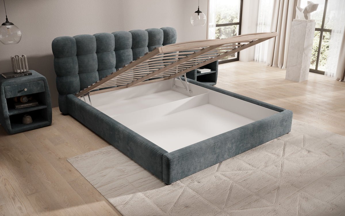 Designer Polsterbett Calivo Cord mit Stauraum