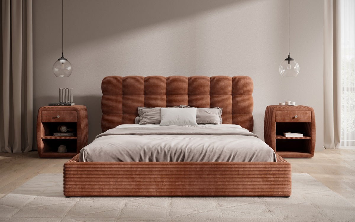Designer Polsterbett Calivo Cord mit Stauraum