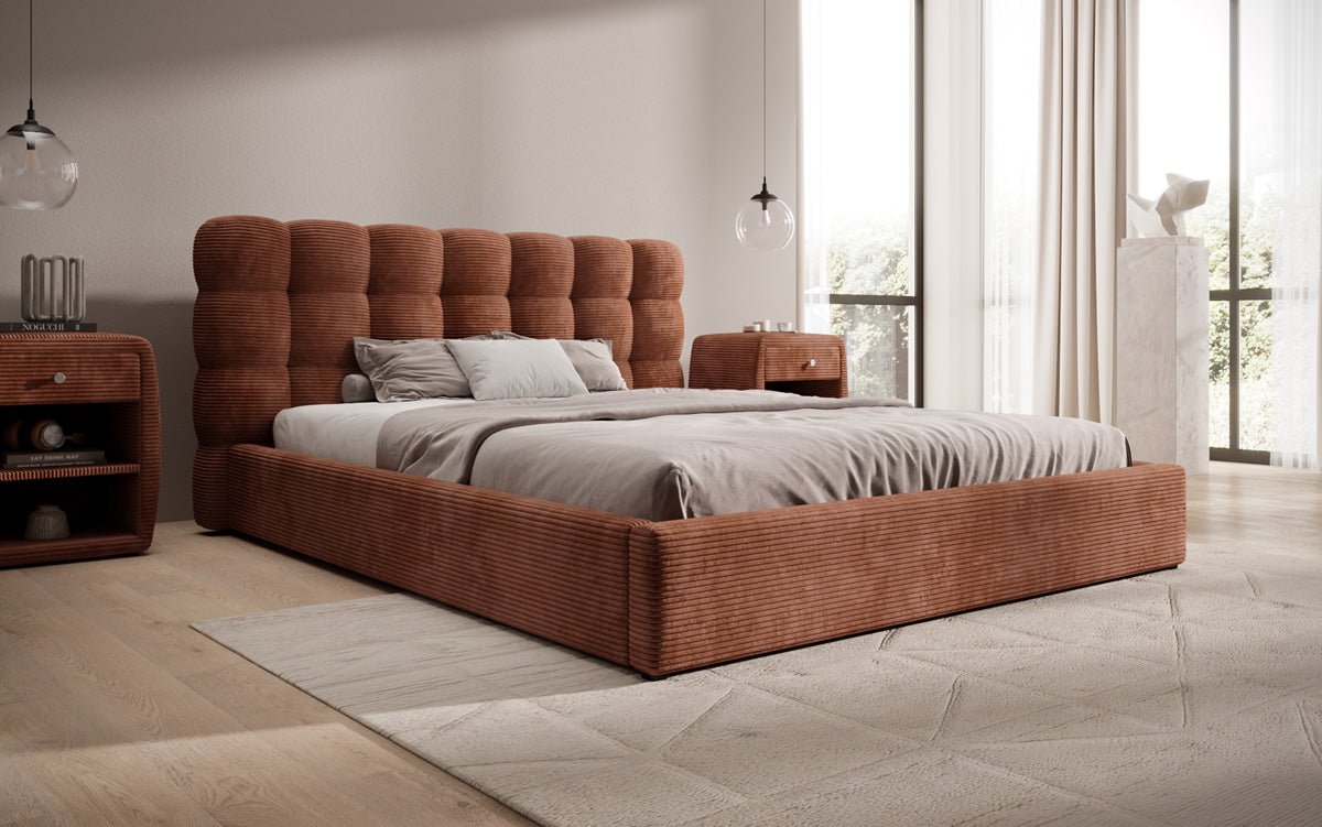 Designer Polsterbett Calivo Cord mit Stauraum