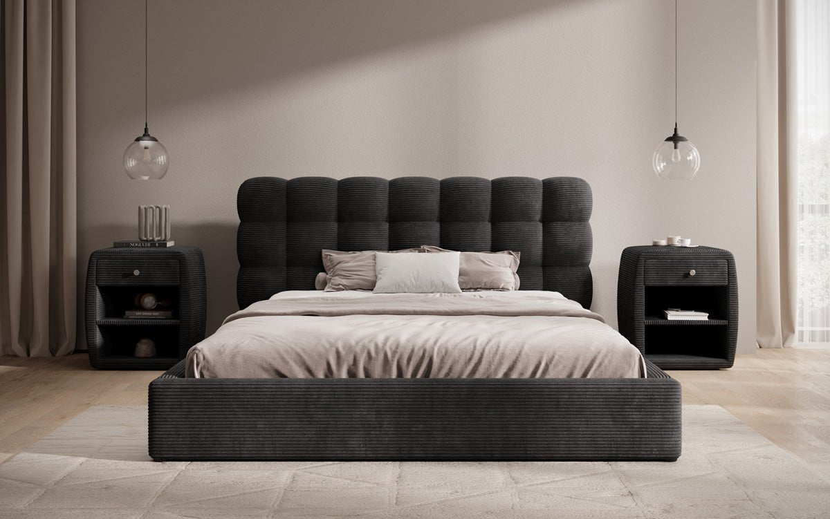 Designer Polsterbett Calivo Cord mit Stauraum