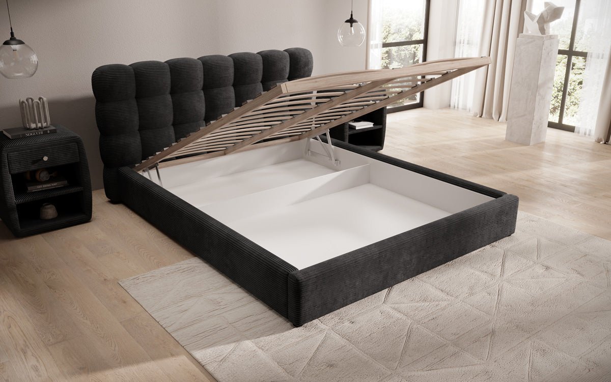 Designer Polsterbett Calivo Cord mit Stauraum