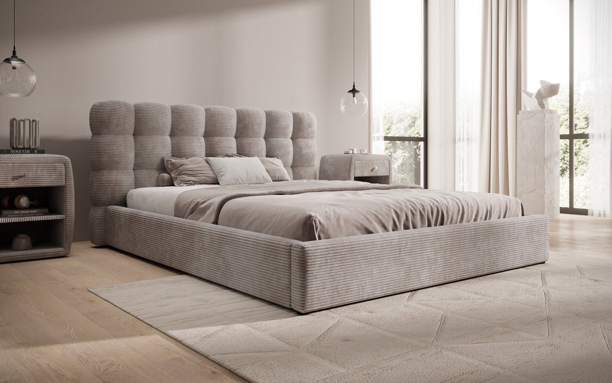 Designer Polsterbett Calivo Cord mit Stauraum