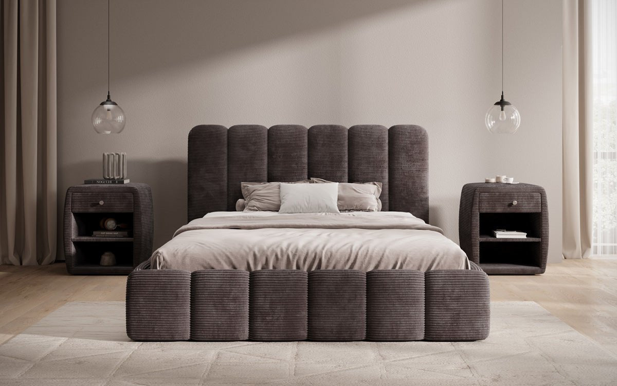 Designer Polsterbett Velaro in Cord mit Stauraum