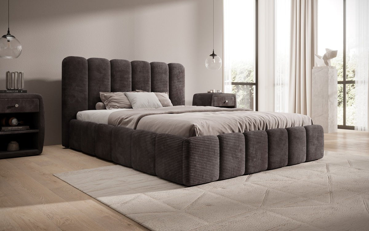 Designer Polsterbett Velaro in Cord mit Stauraum