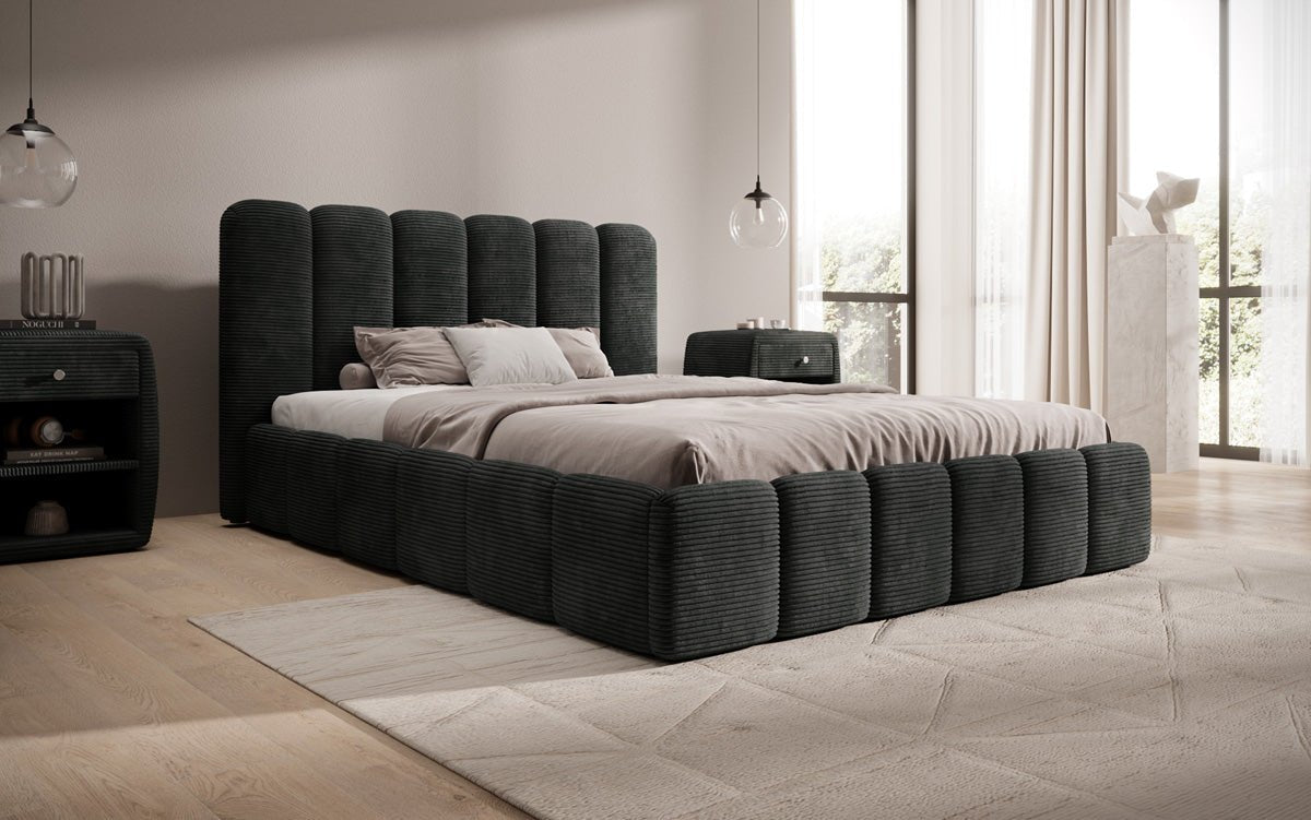 Designer Polsterbett Velaro in Cord mit Stauraum