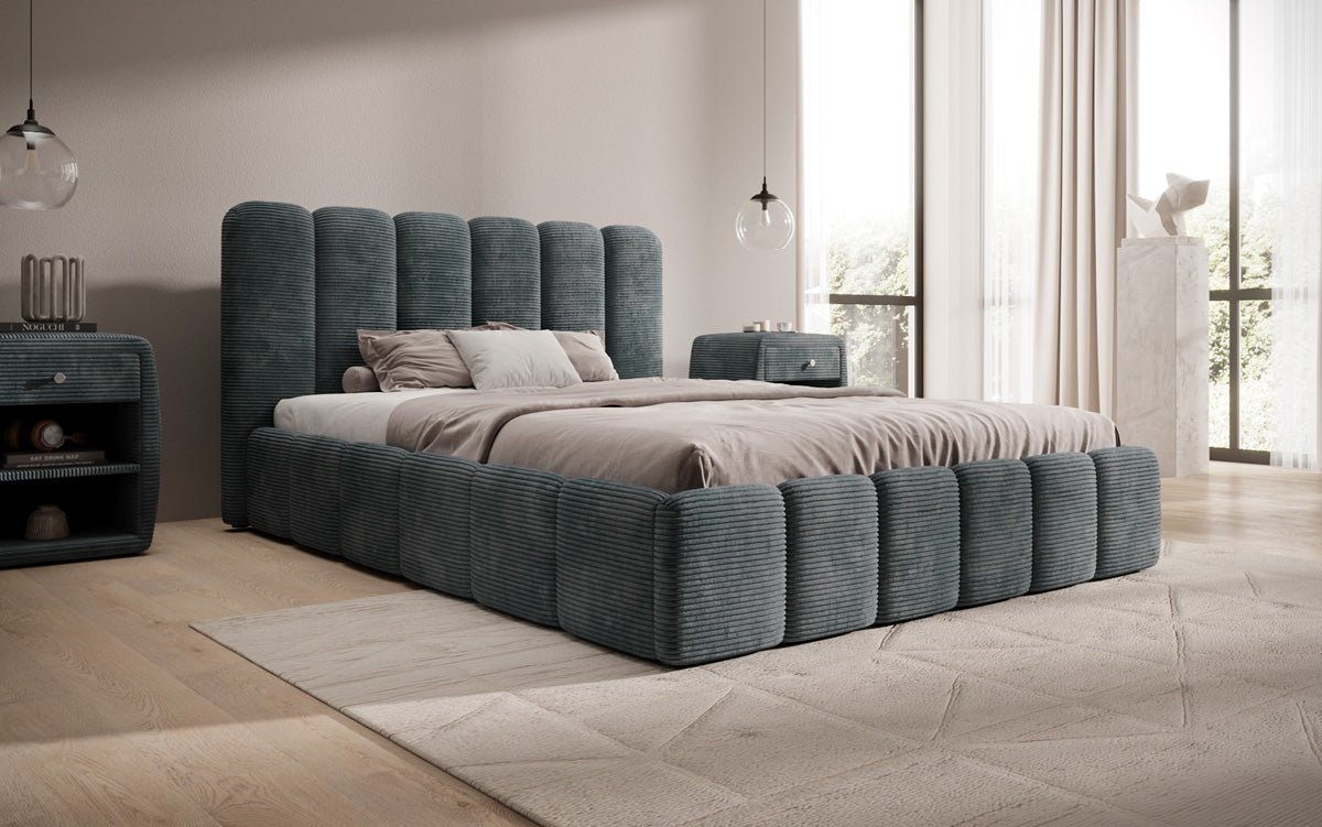 Designer Polsterbett Velaro in Cord mit Stauraum
