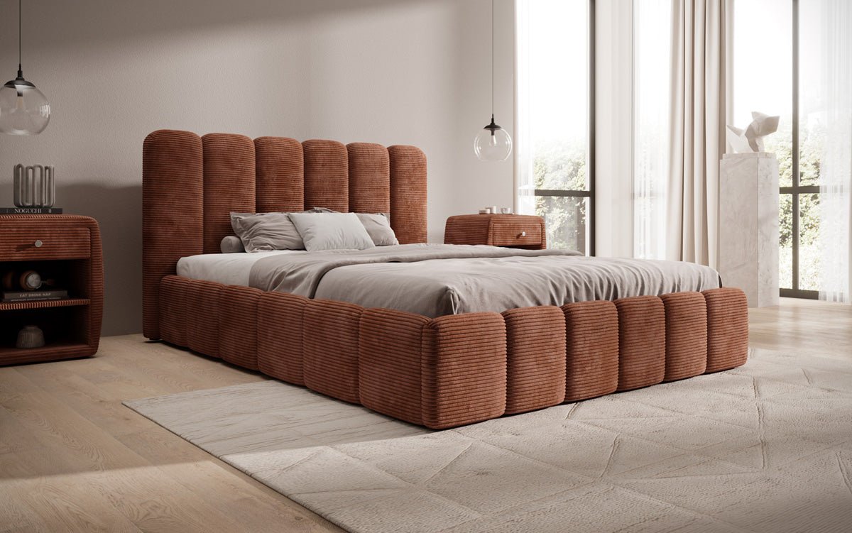 Designer Polsterbett Velaro in Cord mit Stauraum