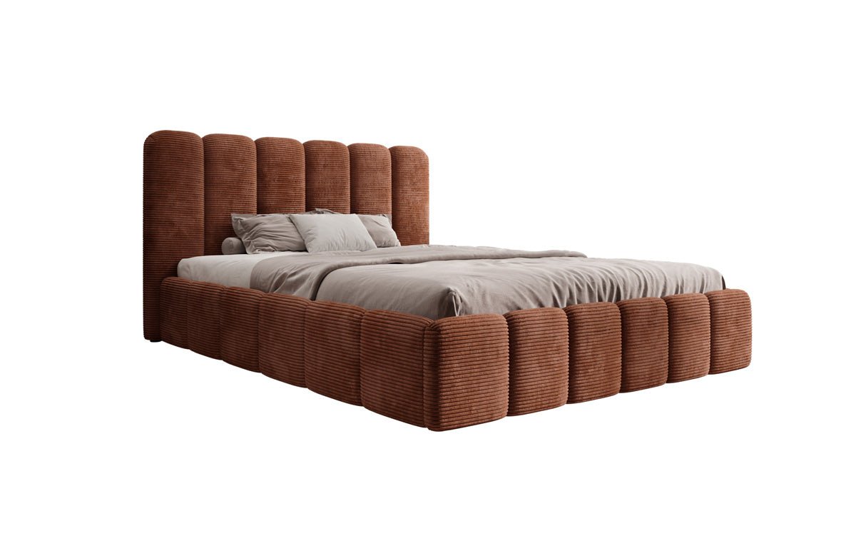 Designer Polsterbett Velaro in Cord mit Stauraum