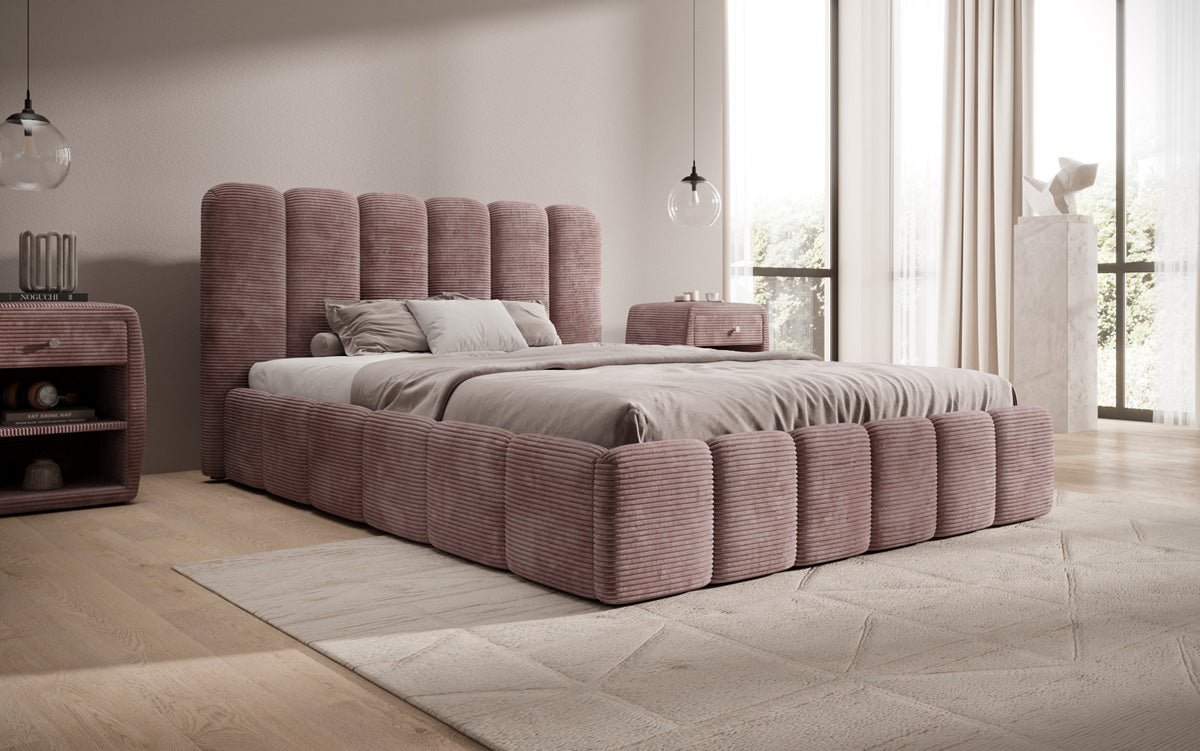 Designer Polsterbett Velaro in Cord mit Stauraum