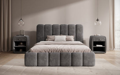 Designer Polsterbett Velaro in Cord mit Stauraum