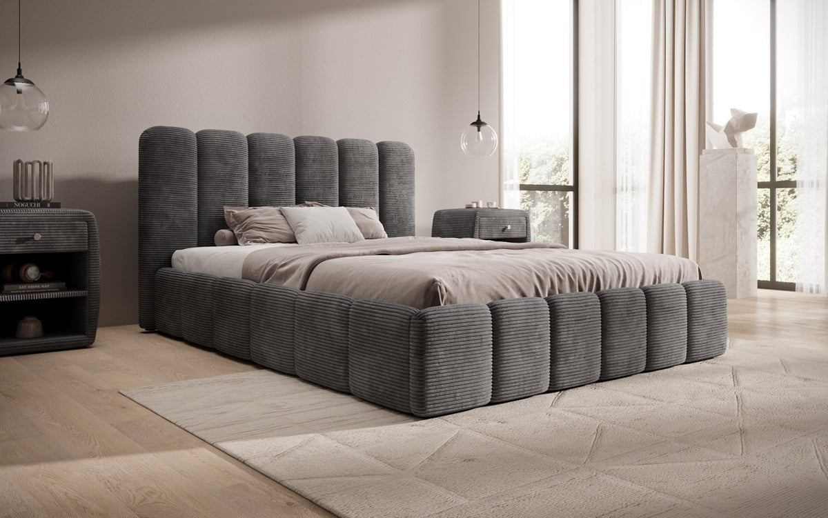Designer Polsterbett Velaro in Cord mit Stauraum