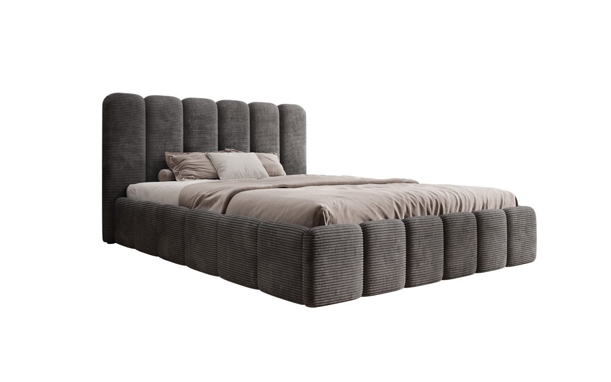 Designer Polsterbett Velaro in Cord mit Stauraum