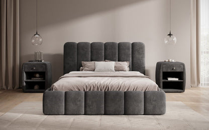 Designer Polsterbett Velaro in Cord mit Stauraum