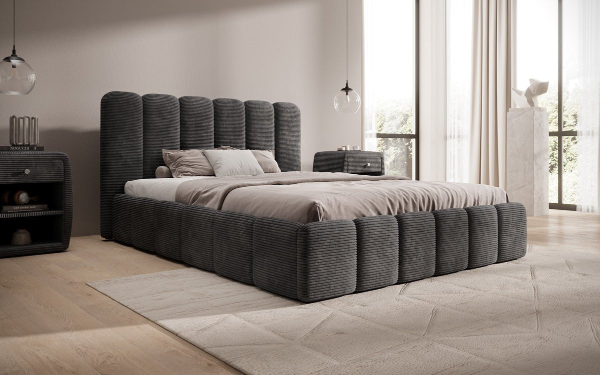 Designer Polsterbett Velaro in Cord mit Stauraum