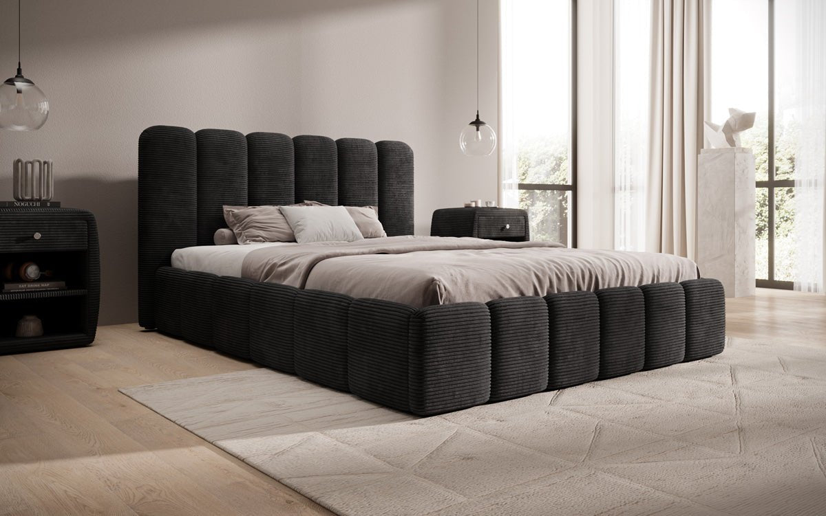 Designer Polsterbett Velaro in Cord mit Stauraum