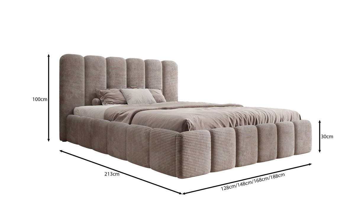 Designer Polsterbett Velaro in Cord mit Stauraum