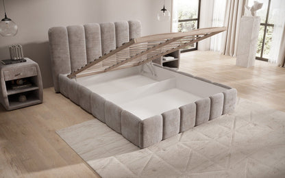 Designer Polsterbett Velaro in Cord mit Stauraum