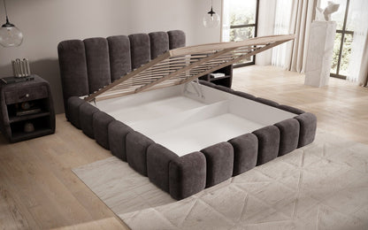Luxusbetten24 Tevara Polsterbett in Cord mit Stauraum für Schlafzimmer