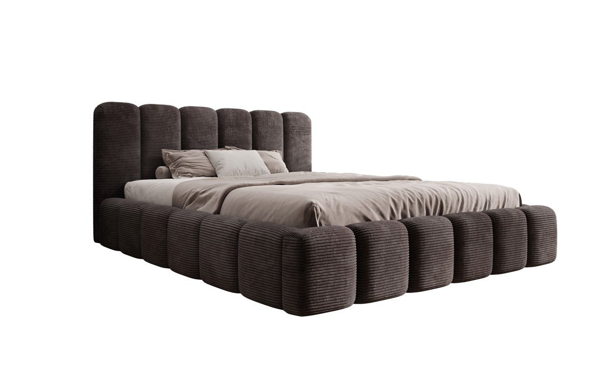Luxusbetten24 Tevara Polsterbett in Cord mit Stauraum für Schlafzimmer