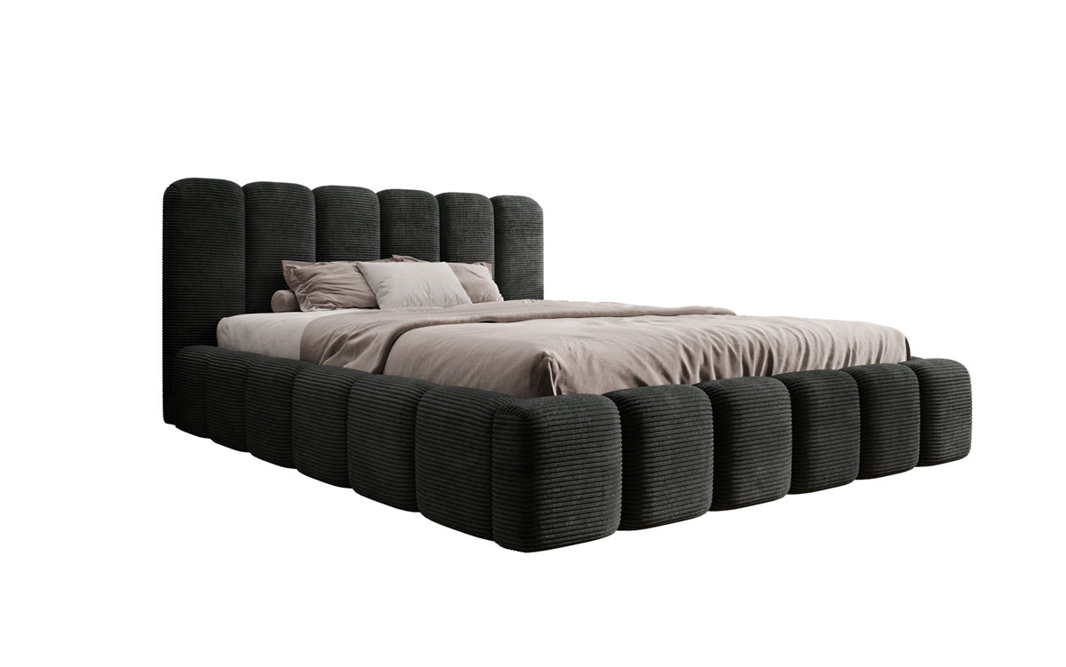 Luxusbetten24 Tevara Polsterbett in Cord mit Stauraum für Schlafzimmer