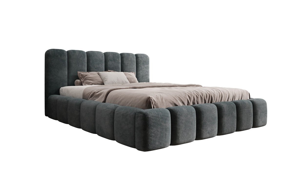 Luxusbetten24 Tevara Polsterbett in Cord mit Stauraum für Schlafzimmer