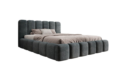 Luxusbetten24 Tevara Polsterbett in Cord mit Stauraum für Schlafzimmer
