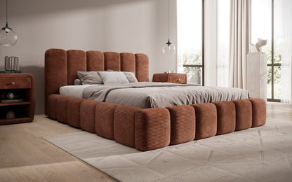 Luxusbetten24 Tevara Polsterbett in Cord mit Stauraum für Schlafzimmer