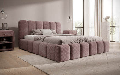 Luxusbetten24 Tevara Polsterbett in Cord mit Stauraum für Schlafzimmer