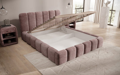 Luxusbetten24 Tevara Polsterbett in Cord mit Stauraum für Schlafzimmer