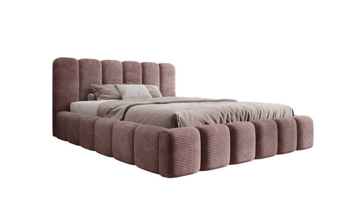Luxusbetten24 Tevara Polsterbett in Cord mit Stauraum für Schlafzimmer