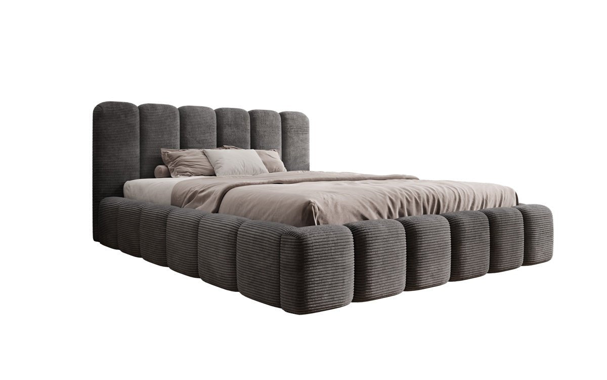 Luxusbetten24 Tevara Polsterbett in Cord mit Stauraum für Schlafzimmer