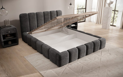 Luxusbetten24 Tevara Polsterbett in Cord mit Stauraum für Schlafzimmer