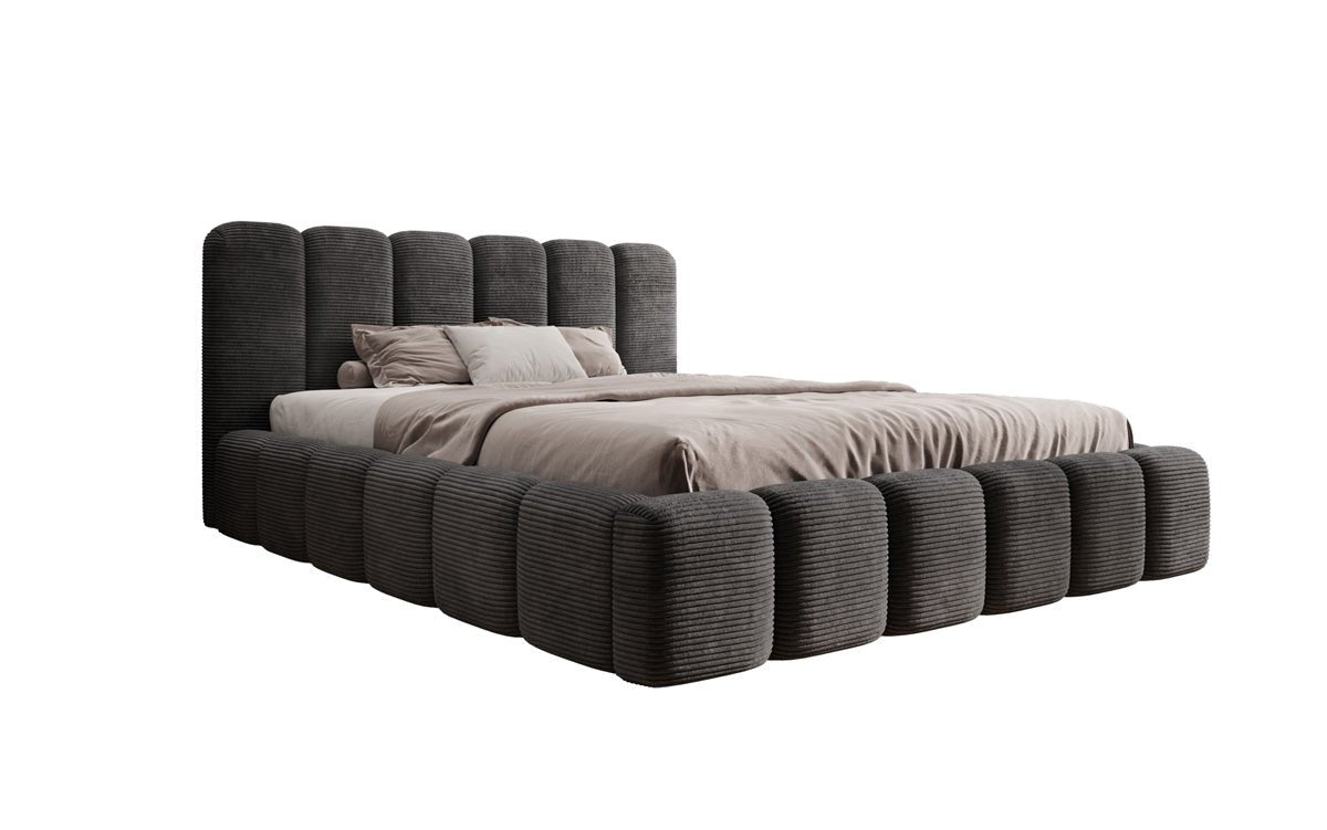 Luxusbetten24 Tevara Polsterbett in Cord mit Stauraum für Schlafzimmer
