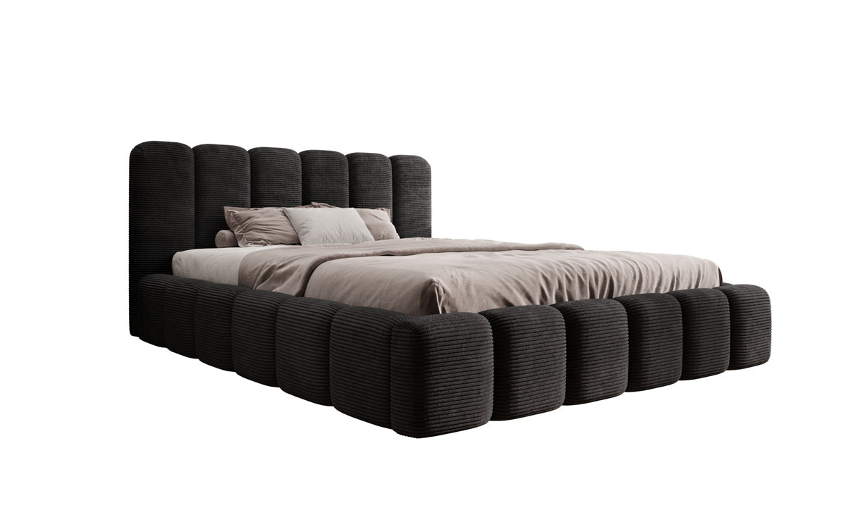 Luxusbetten24 Tevara Polsterbett in Cord mit Stauraum für Schlafzimmer