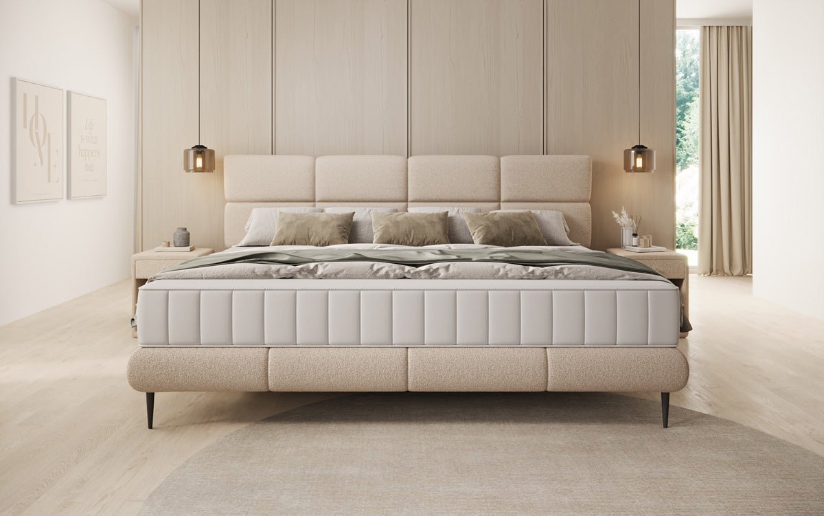 Luxusbetten24 Familien Milano Polsterbett – Samt, Großzügig 220 × 200 cm, Weiß