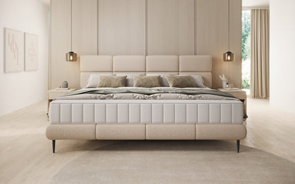Luxusbetten24 Familien Milano Polsterbett – Samt, Großzügig 220 × 200 cm, Weiß