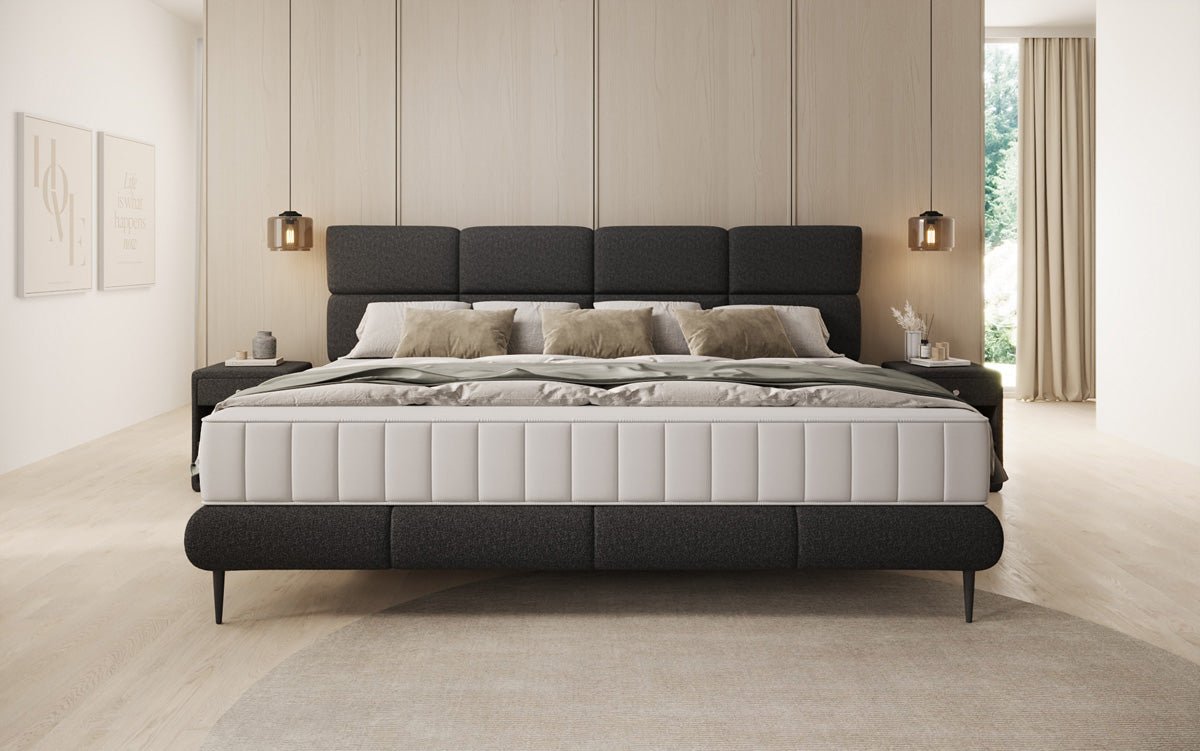 Luxusbetten24 Familien Milano Polsterbett – Samt, Großzügig 220 × 200 cm, Weiß